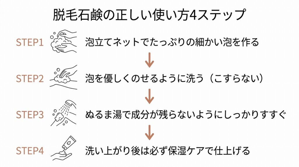 STEP1〜STEP4の使い方を縦のステップ図で表現